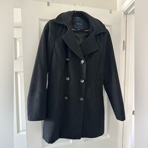 Nautica Women's Black Double-Breasted Coat Size M